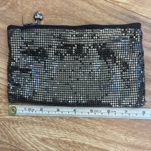 Scoop NYC Black Sequin pouch cosmetic bag with Floral Interior